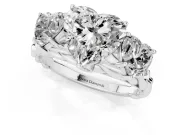 Heart-Shaped Three Stone Engagement Ring Setting | Braided Band | Platinum