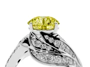 Round Bypass Hidden Halo Engagement Ring Setting for a Fancy Yellow Lab-Grown Diamond | Graduated Pavé | White Gold