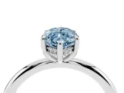 Fancy Blue Marquise Cut Diamond Solitaire Ring Set in Silver with Thin Band and Prong Setting