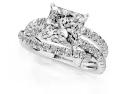 Princess Cut Diamond Solitaire Twist Band Ring Set in White gold with Pavé Setting and Prong Head