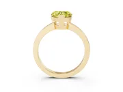 Fancy Yellow Heart Cut Diamond Solitaire Ring Set in Yellow gold with Prong Head and Smooth Polished Band