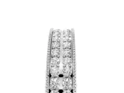 Round Diamond Pavé Eternity Band Set in Platinum with Milgrain Edge