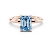 Emerald Cut Hidden Halo Ring Setting for a Fancy Blue Lab-Grown Diamond | Rose Gold
