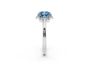 Cushion Cut Petal Halo Engagement Ring Setting for a Fancy Blue Lab-Grown Diamond | Sterling Silver