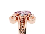 Fancy Pink Pear Cut Diamond Twisted Band Solitaire Ring Set in Rose gold with Scroll Prongs