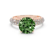 Round Domed Pavé Engagement Ring Setting for a Fancy Green Lab-Grown Diamond | Rose Gold