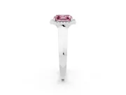Fancy Pink Asscher Cut Diamond Halo Ring Set in Platinum with Cathedral Band and Prong Setting