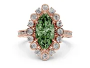 Marquise Scalloped Halo Engagement Ring Setting for a Fancy Green Lab-Grown Diamond | Milgrain Edges | Rose Gold