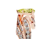 Fancy Yellow Pear Cut Diamond Solitaire Ring Set in Rose gold with Layered Twist Pavé Band