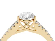 Pear-Shaped Graduated Pave Split Shank Engagement Ring Setting | V Split Shoulders | Yellow Gold