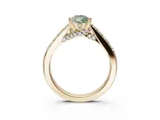 Pear-Shaped Pavé Solitaire Engagement Ring Setting for a Fancy Green Lab-Grown Diamond | Crossover Gallery | Yellow Gold
