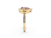 Pear-Shaped Milgrain Halo Engagement Ring Setting for a Fancy Pink Lab-Grown Diamond | Graduated Pavé | Yellow Gold