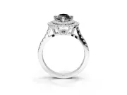 Fancy Black Marquise Lab-Grown Diamond Double Halo Statement Ring Set in White Gold with Pavé Band