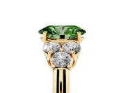 Oval Side Stone Engagement Ring Setting for a Fancy Green Lab-Grown Diamond | Yellow Gold