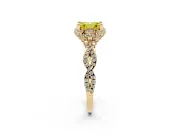Asscher Cut Graduated Milgrain Halo Engagement Ring Setting for a Fancy Yellow Lab-Grown Diamond | Yellow Gold