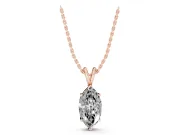 Marquise Lab-Grown Diamond Solitaire Pendant Necklace | V Split Bail | Rose Gold
