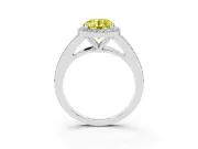Round Halo Engagement Ring Setting for a Fancy Yellow Lab-Grown Diamond | Pave Split Shank | Platinum