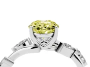 Fancy Yellow Oval Cut Diamond Solitaire Ring Set in Platinum with Twisted Marquise Accent Band