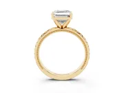 Asscher Cut Vintage Milgrain Solitaire Engagement Ring Setting | X Pattern Band | Yellow Gold