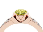 Emerald Cut Half Bezel Engagement Ring Setting for a Fancy Yellow Lab-Grown Diamond | Channel Band | Rose Gold