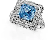 Asscher Cut Halo Split Shank Engagement Ring Setting for a Fancy Blue Lab-Grown Diamond | Sterling Silver