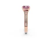 Asscher Cut Pave Split Shank Engagement Ring Setting for a Fancy Pink Lab-Grown Diamond | Double Claw Prongs | Rose Gold