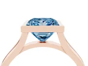 Princess Cut Bezel Engagement Ring Setting for a Fancy Blue Lab-Grown Diamond | Rose Gold
