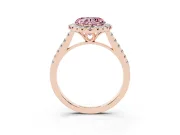 Heart-Shaped Raised Halo Engagement Ring Setting for a Fancy Pink Lab-Grown Diamond | Rose Gold