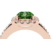 Cushion Cut Pave Halo Engagement Ring Setting for a Fancy Green Lab-Grown Diamond | Pave Band | Rose Gold