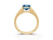 Asscher Cut Split Shank Pavé Engagement Ring Setting for a Fancy Blue Lab-Grown Diamond | Yellow Gold