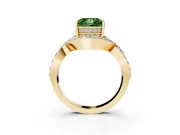 Princess Cut Infinity Twist Engagement Ring Setting for a Fancy Green Lab-Grown Diamond | Pavé Ribbons | Yellow Gold