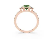 Emerald Cut Three Stone Engagement Ring Setting for a Fancy Green Lab-Grown Diamond | Pave Shoulders | Rose Gold
