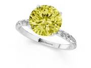 Round Pave Engagement Ring Setting for a Fancy Yellow Lab-Grown Diamond | Slim Band | Platinum