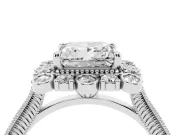 Princess Cut Diamond Halo Milgrain Pavé Ring Set in Platinum with Prong Setting