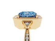 Radiant Cut Milgrain Halo Engagement Ring Setting for a Fancy Blue Lab-Grown Diamond | Graduated Pavé | Yellow Gold