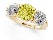 Round Three Stone Engagement Ring Setting for a Fancy Yellow Lab-Grown Diamond | Large Round Side Stones | Yellow Gold