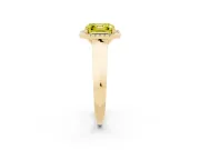 Fancy Yellow Asscher Cut Diamond Halo Ring Set in Yellow gold with Cathedral Band and Prong Setting