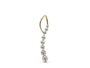 Round Lab-Grown Diamond Graduated Curved Bar Pendant Necklace | Open Wire Bail | Yellow Gold