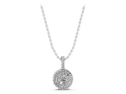 Round Lab-Grown Diamond Pavé Cluster Pendant Necklace | Stone-Set Bail | White Gold