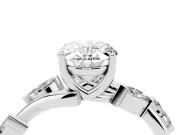 Oval Cut Diamond Solitaire Ring Set in Silver with Twisted Marquise Accent Band