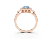 Pear-Shaped Milgrain Halo Engagement Ring Setting for a Fancy Blue Lab-Grown Diamond | Graduated Pavé | Rose Gold