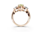 Pear-Shaped Three Stone Engagement Ring Setting for a Fancy Yellow Lab-Grown Diamond | Tapered Pave Band | Rose Gold