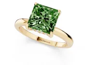 Princess Cut Engagement Ring Setting for a Fancy Green Lab-Grown Diamond | Hidden Halo | Yellow Gold