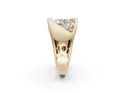 Cushion Cut Three Stone Bypass Engagement Ring Setting | Sculpted Crossover Band | Yellow Gold