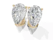 Emerald Cut Lab-Grown Diamond Solitaire Basket Stud Earrings | Open Gallery | Yellow Gold