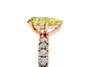Fancy Yellow Pear Cut Diamond Pavé Band Solitaire Set in Rose gold with Prong Setting