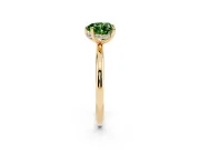 Fancy Green Heart Cut Diamond Solitaire Ring Set in Yellow gold with Thin Band and Prong Setting