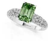 Emerald Cut Multi Row Pave Engagement Ring Setting for a Fancy Green Lab-Grown Diamond | Platinum