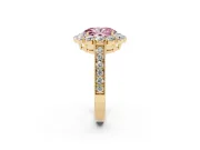 Oval Vintage Halo Engagement Ring Setting for a Fancy Pink Lab-Grown Diamond | Yellow Gold