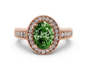 Oval Halo Engagement Ring Setting for a Fancy Green Lab-Grown Diamond | Rose Gold